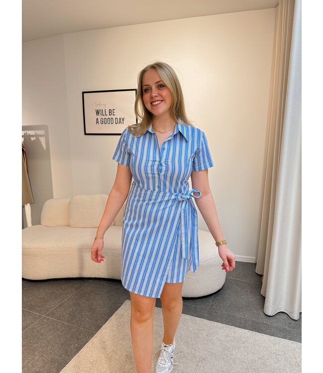 Eline gestreepte jurk blauw