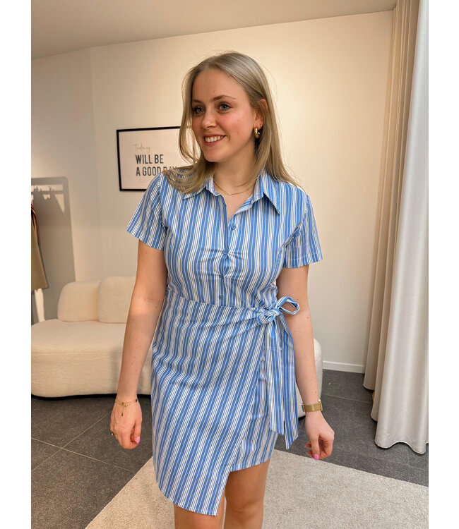 Eline gestreepte jurk blauw