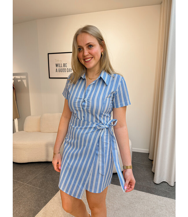 Eline gestreepte jurk blauw
