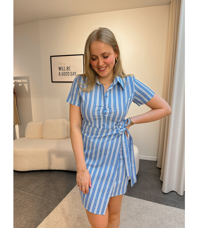 Eline gestreepte jurk blauw