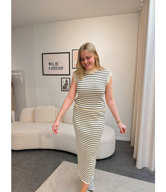 Beatrice gestreepte top beige