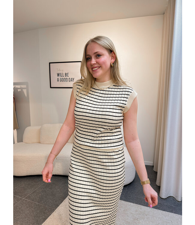Beatrice gestreepte top beige