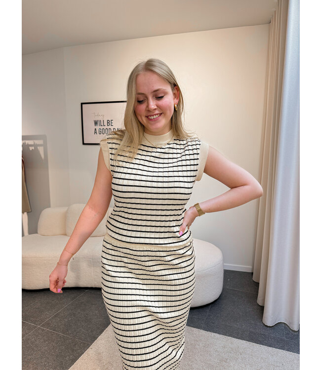 Beatrice gestreepte top beige