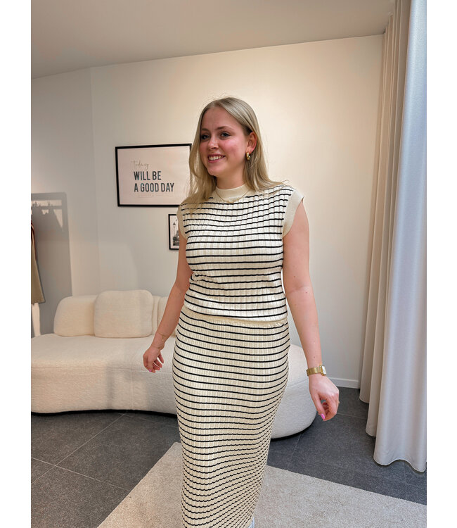 Beatrice gestreepte top beige
