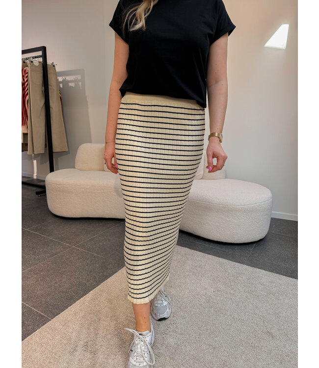 Beatrice gestreepte rok beige