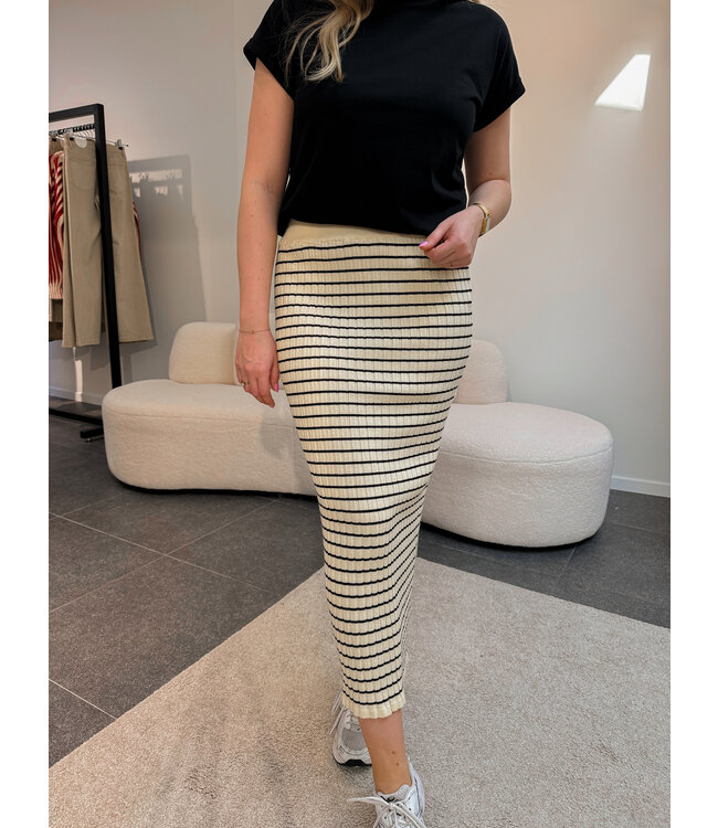 Beatrice gestreepte rok beige