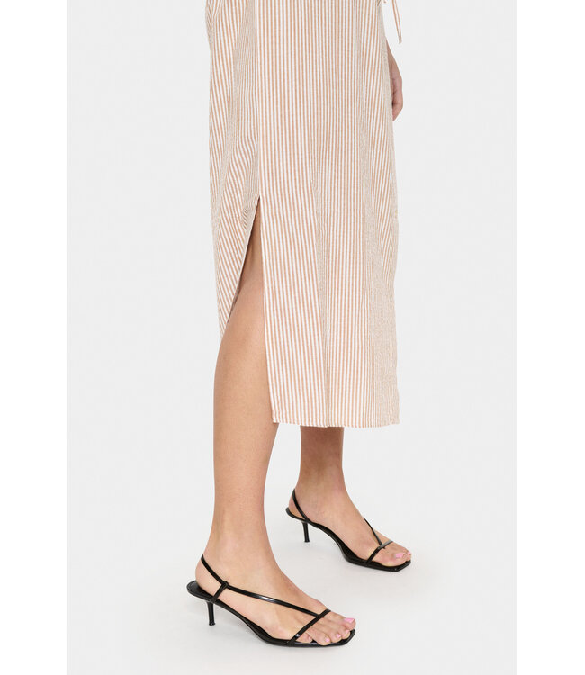 Kira gestreepte jurk beige