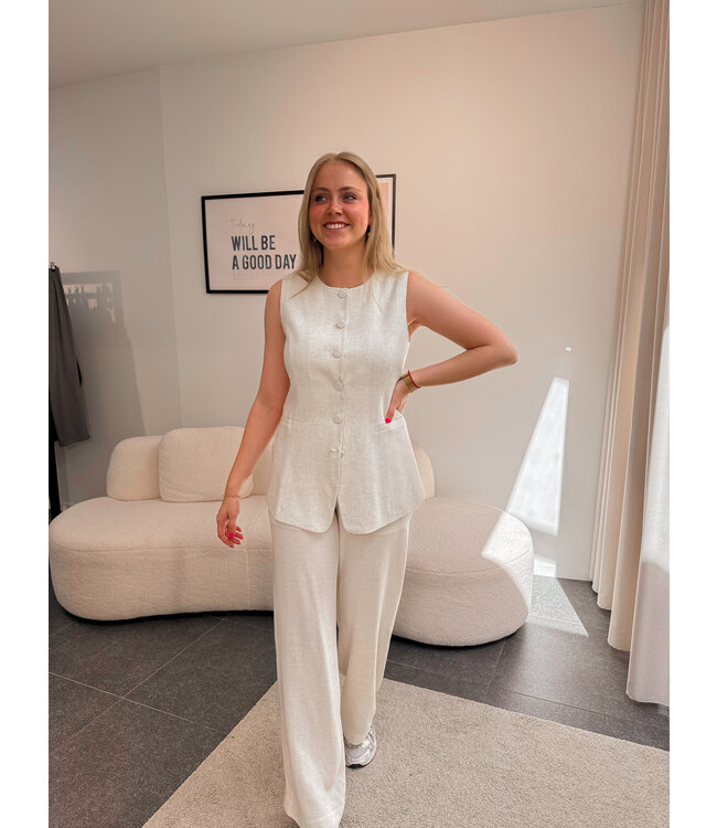 Endore linnen gilet beige