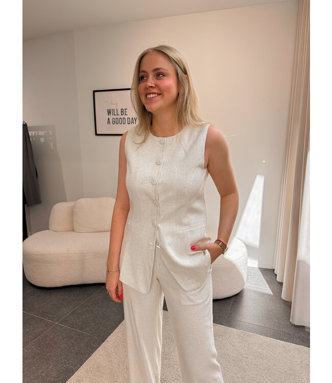 Endore linnen gilet beige