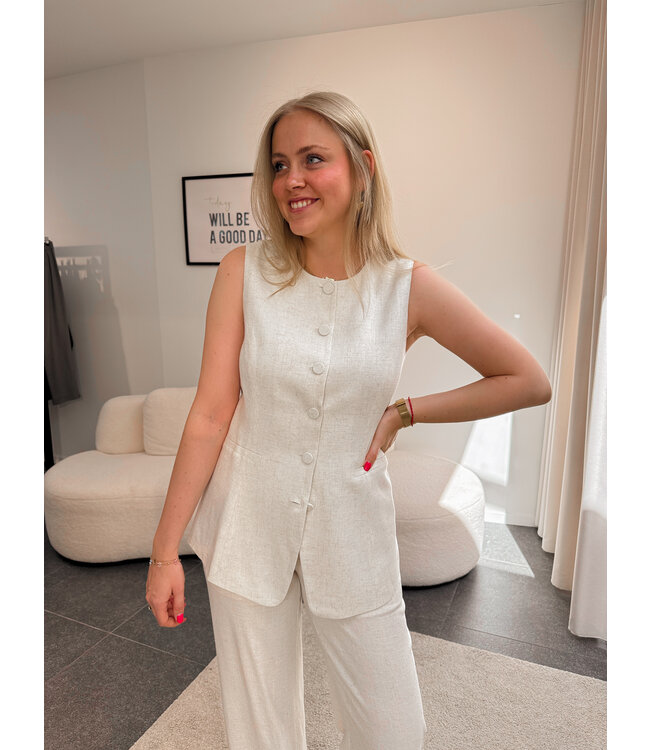 Endore linnen gilet beige