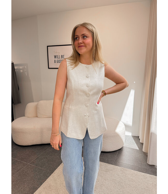 Endore linnen gilet beige
