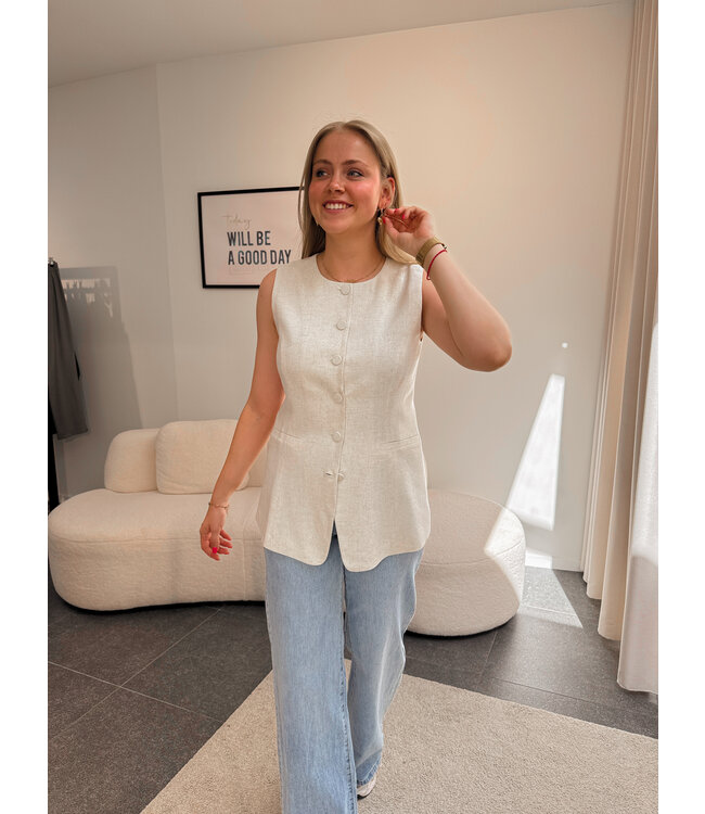 Endore linnen gilet beige