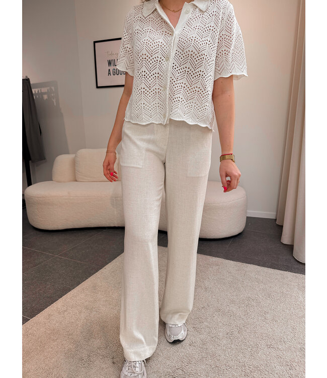 Enatenna linnen broek beige