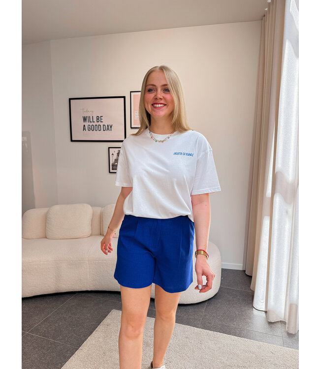 Esther linnen short kobaltblauw