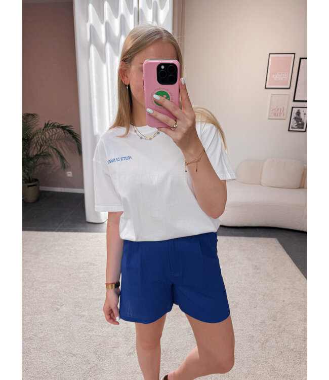 Esther linnen short kobaltblauw