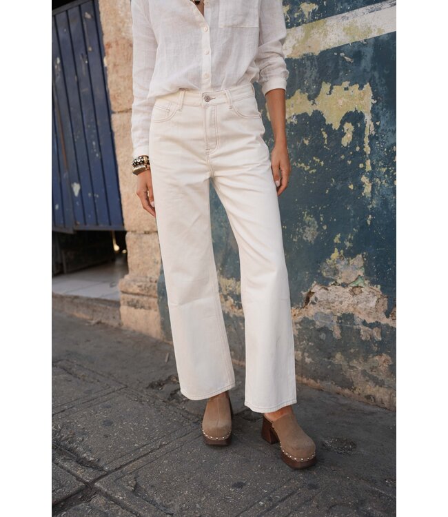 Raphael wijde jeans wit