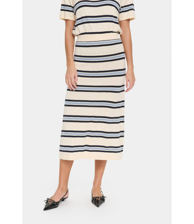 Luvia gestreepte rok beige