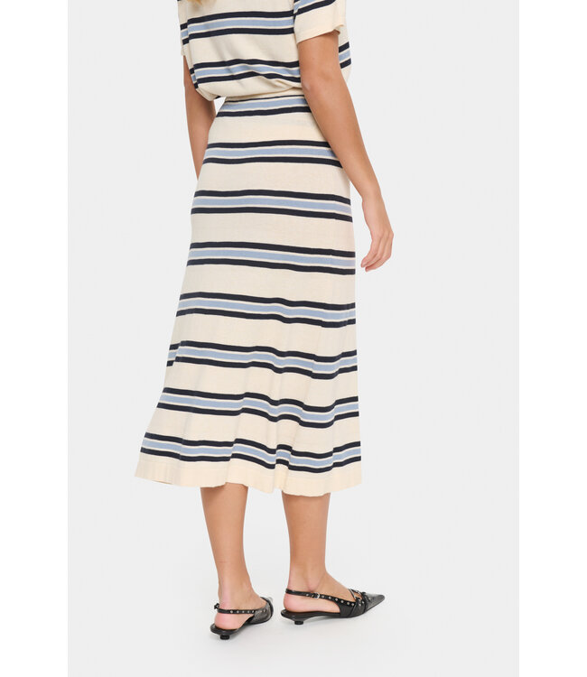 Luvia gestreepte rok beige