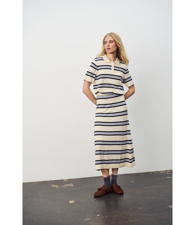 Luvia gestreepte rok beige