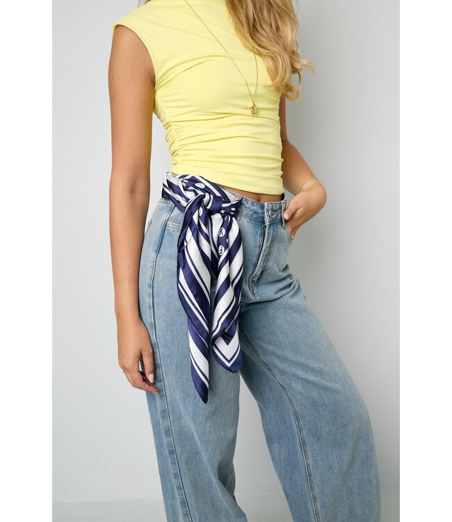 Sjaal polka dots donkerblauw/wit