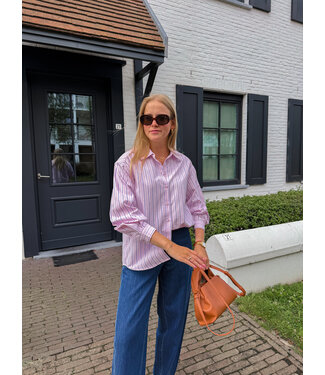 Keely gestreept hemd roze