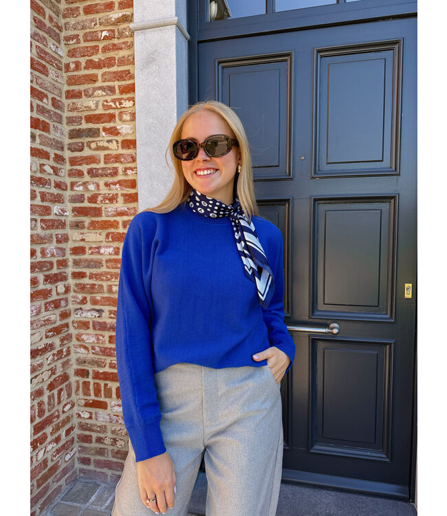 Sjaal polka dots donkerblauw/wit