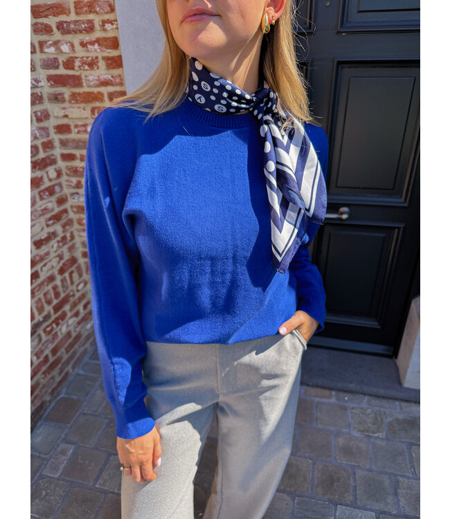 Sjaal polka dots donkerblauw/wit