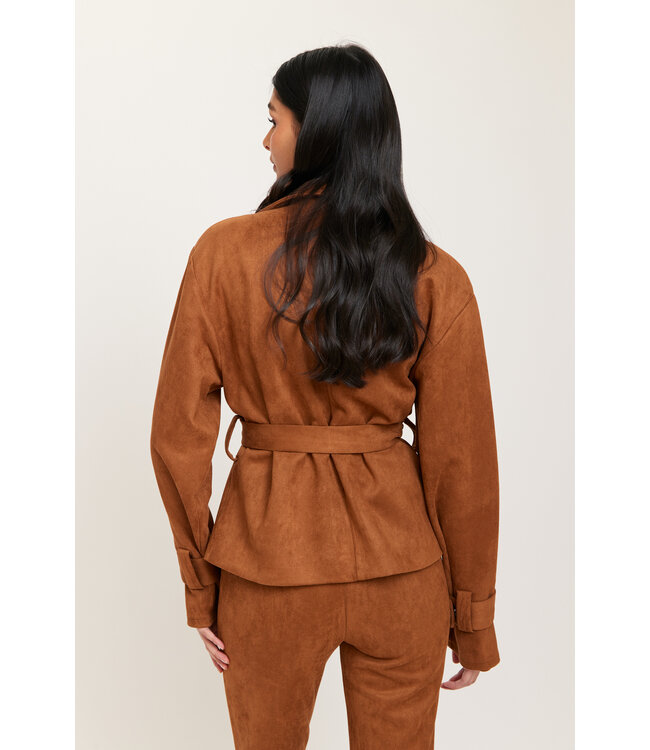 Melissa suède jas camel