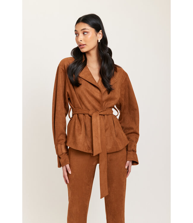 Melissa suède jas camel