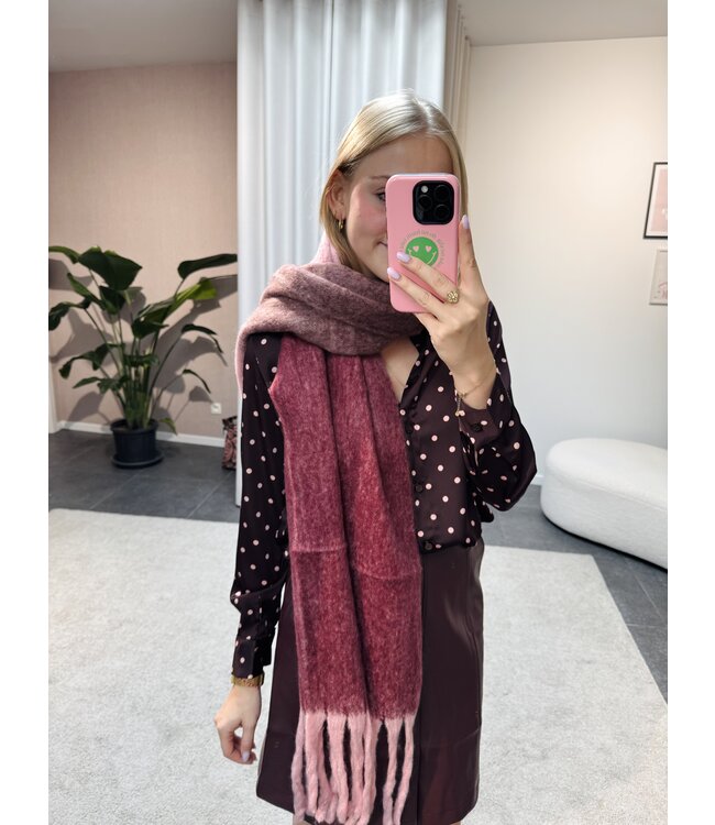 Cozy sjaal bordeaux roze