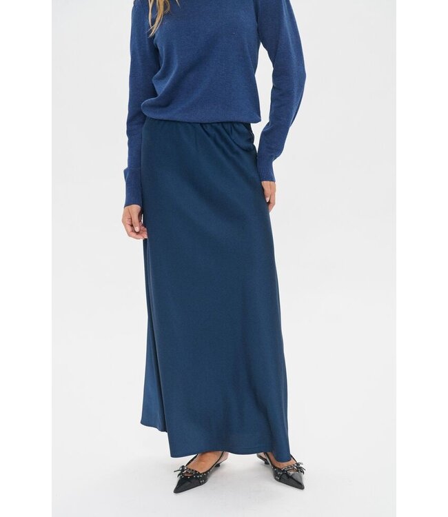 Lodisa satijnen rok donkerblauw