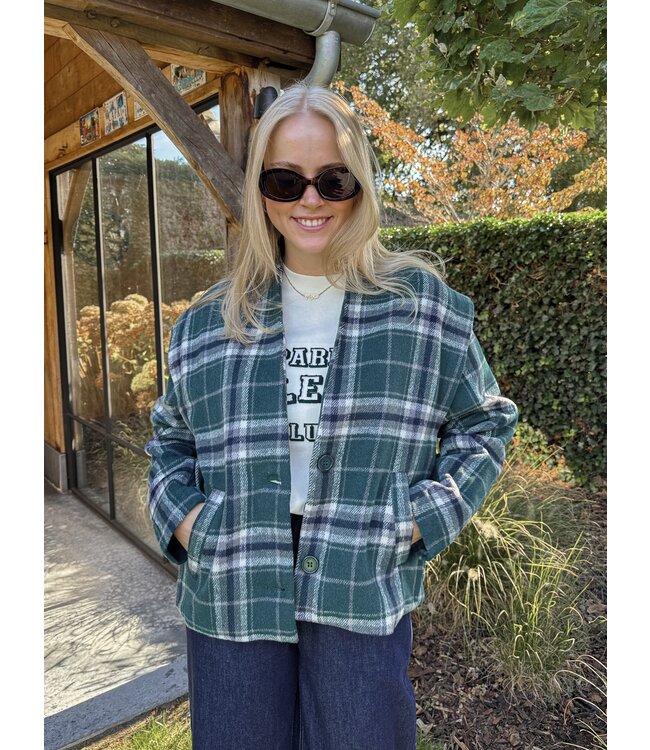 River geruite jas donkergroen