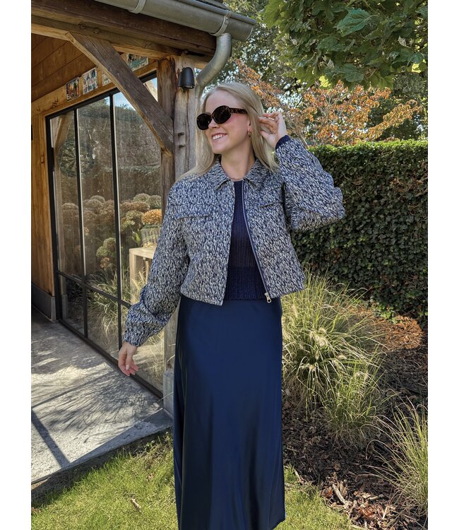 Lodisa satijnen rok donkerblauw