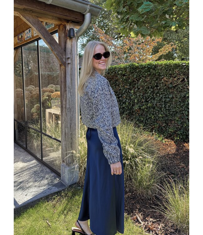 Lodisa satijnen rok donkerblauw