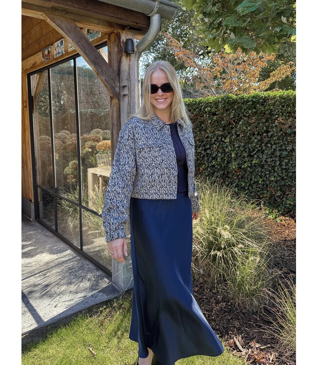 Lodisa satijnen rok donkerblauw