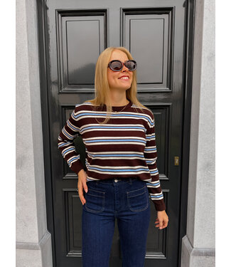 Julie pull donkerbruin-blauw