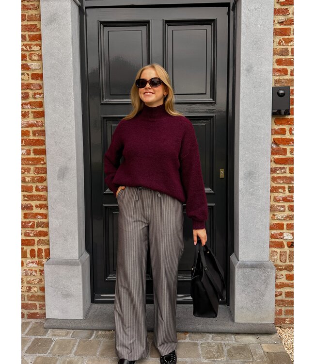 Thilde gestreepte broek grijs