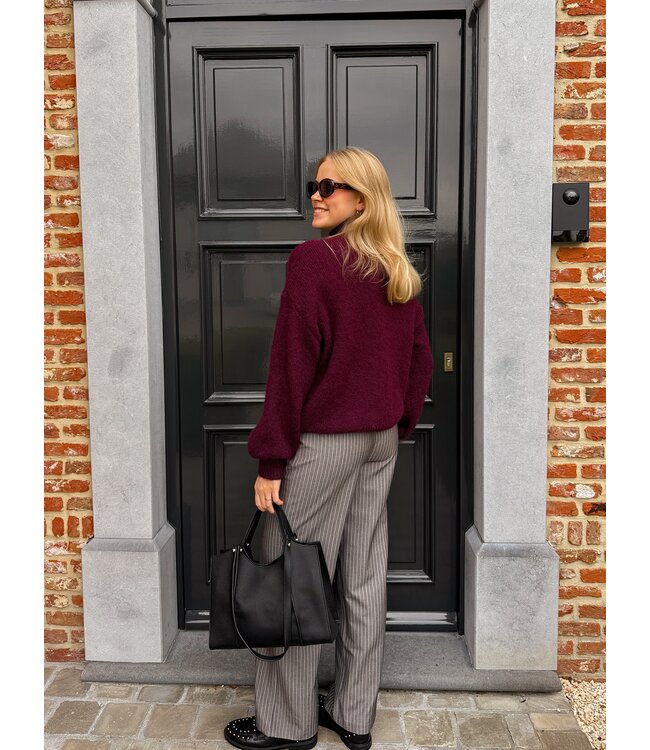 Thilde gestreepte broek grijs