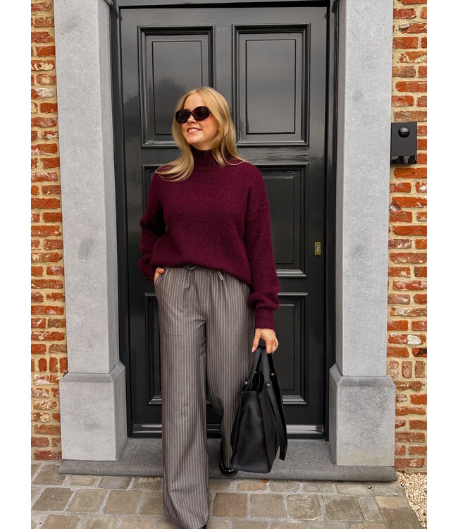 Thilde gestreepte broek grijs