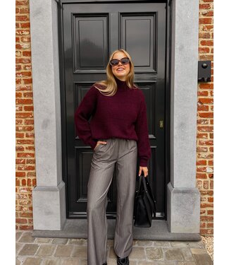 Thilde gestreepte broek grijs