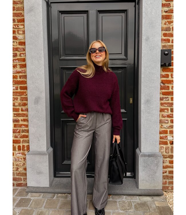 Thilde gestreepte broek grijs