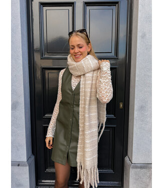 Sjaal gestreept crème