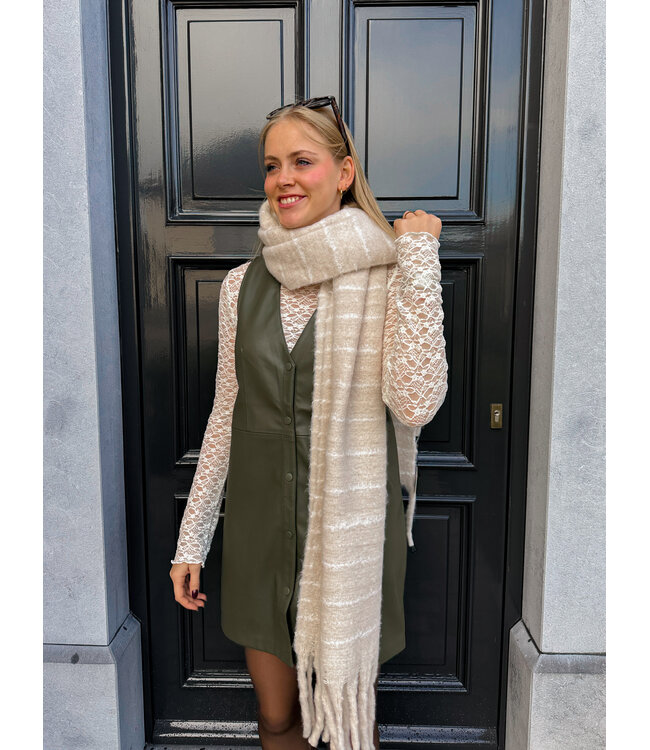 Sjaal gestreept crème