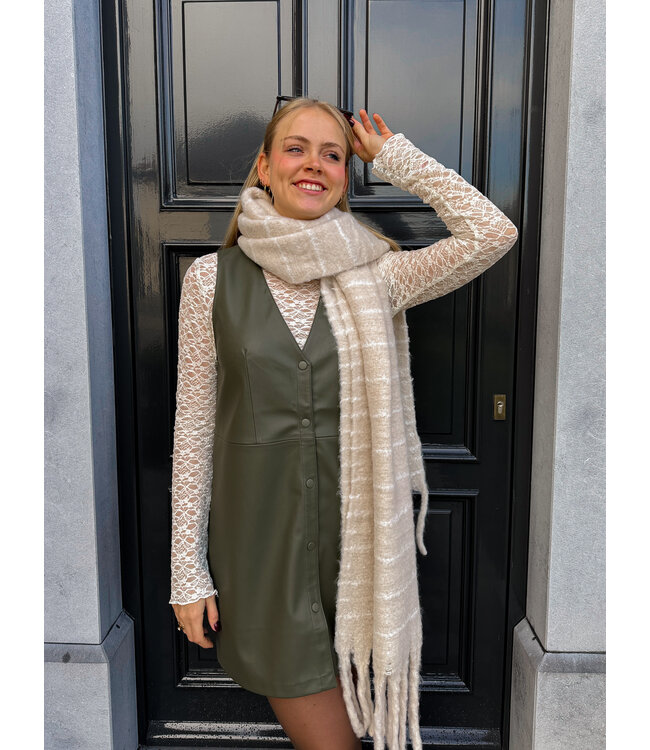 Sjaal gestreept crème