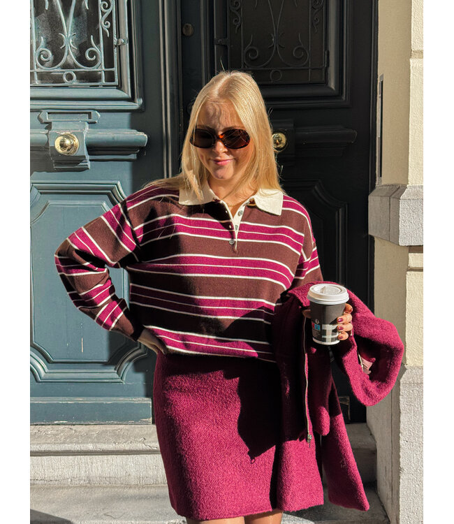 Anna polo donkerbruin-bordeaux