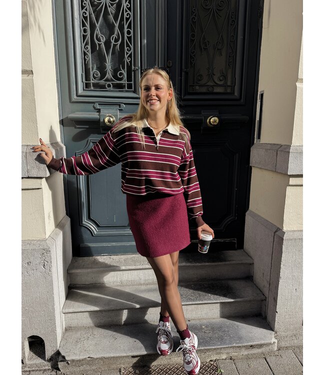 Anna polo donkerbruin-bordeaux