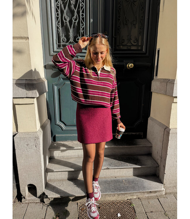 Anna polo donkerbruin-bordeaux