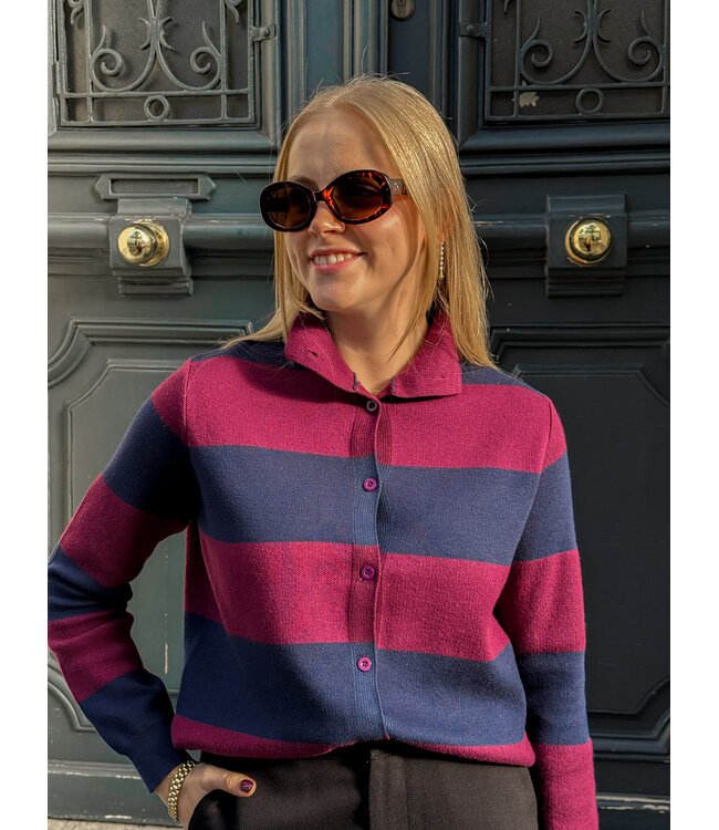 Amelia pull bordeaux-blauw