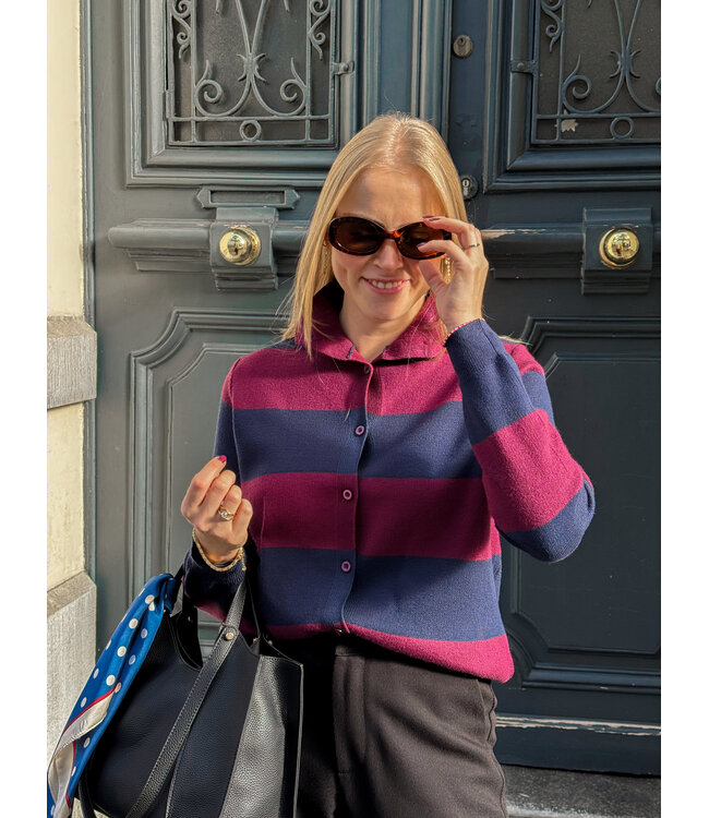 Amelia pull bordeaux-blauw