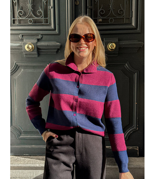 Amelia pull bordeaux-blauw